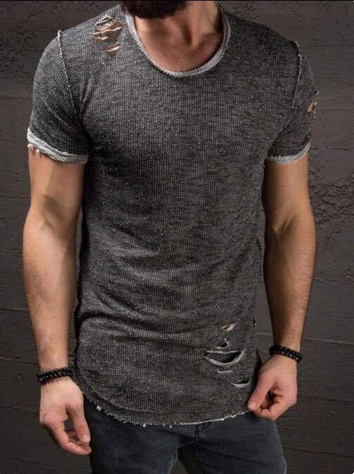 Europe And The United States Short-sleeved T-shirt With Holes 5 Colors 7 Yards